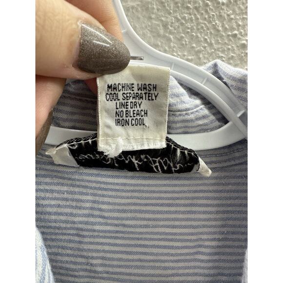 New York Aspects Womens Shirt Size Medium Blue Striped Button Up Long Sleeve VTG - Picture 5 of 13